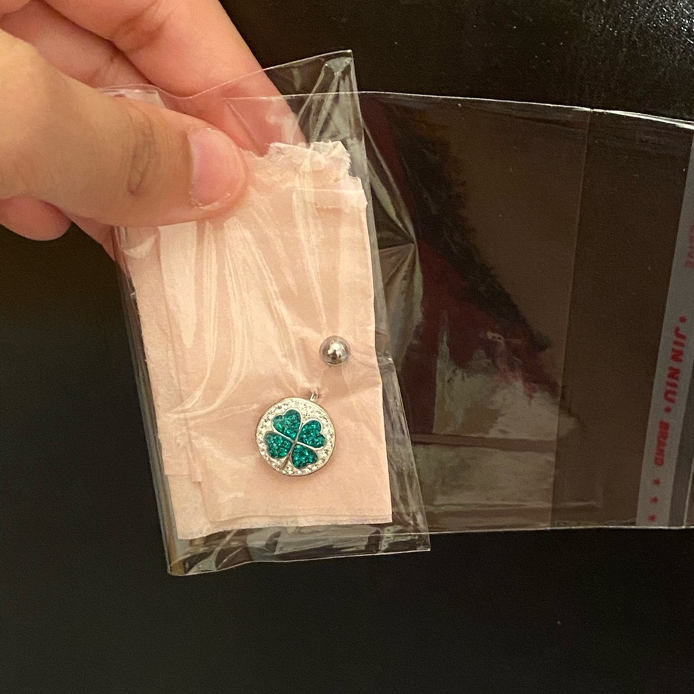Jeweled Shamrock Belly Button Ring